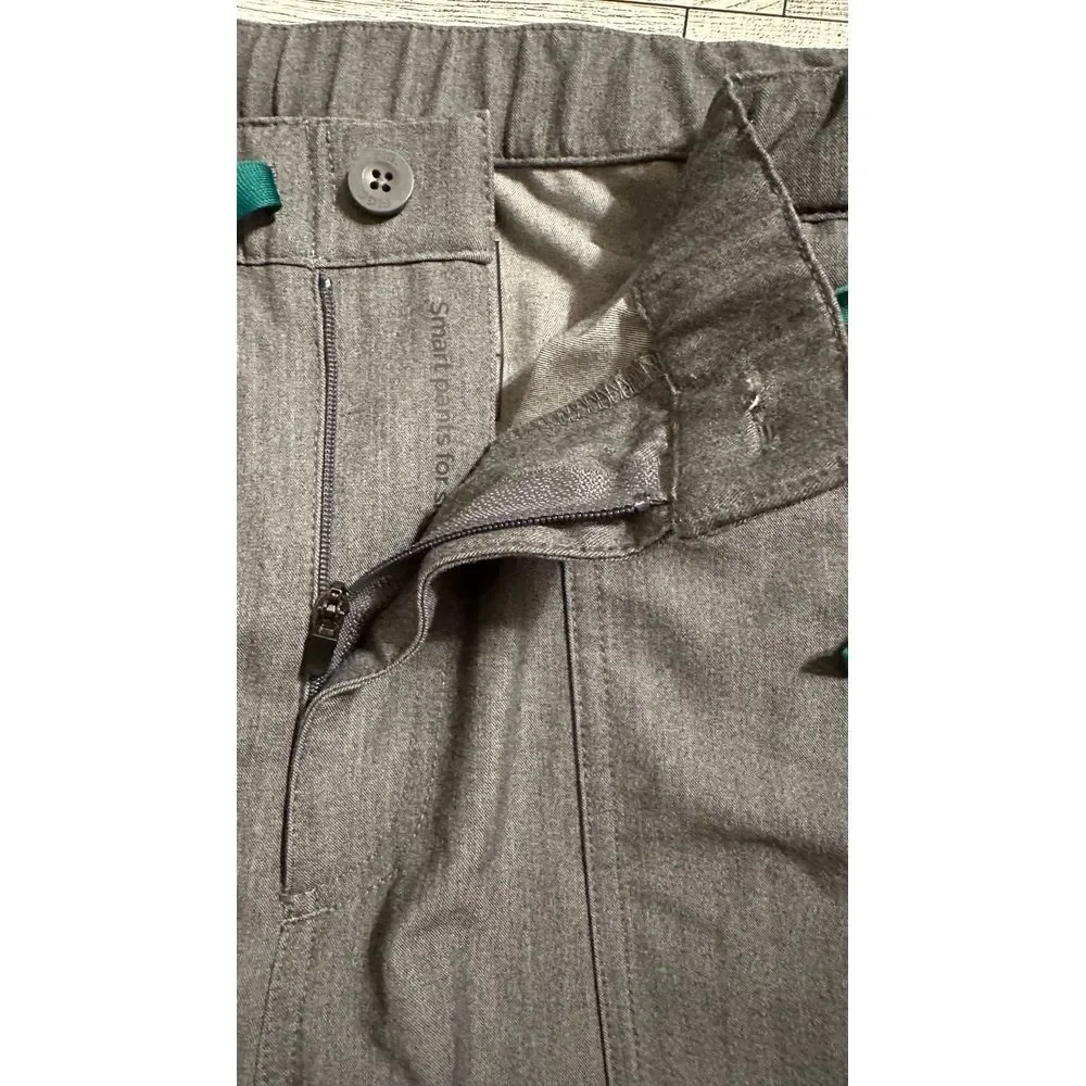 Figs Scrub Pants‎ Mens Large Gray Technical Collection .  Zip Front, Draw String